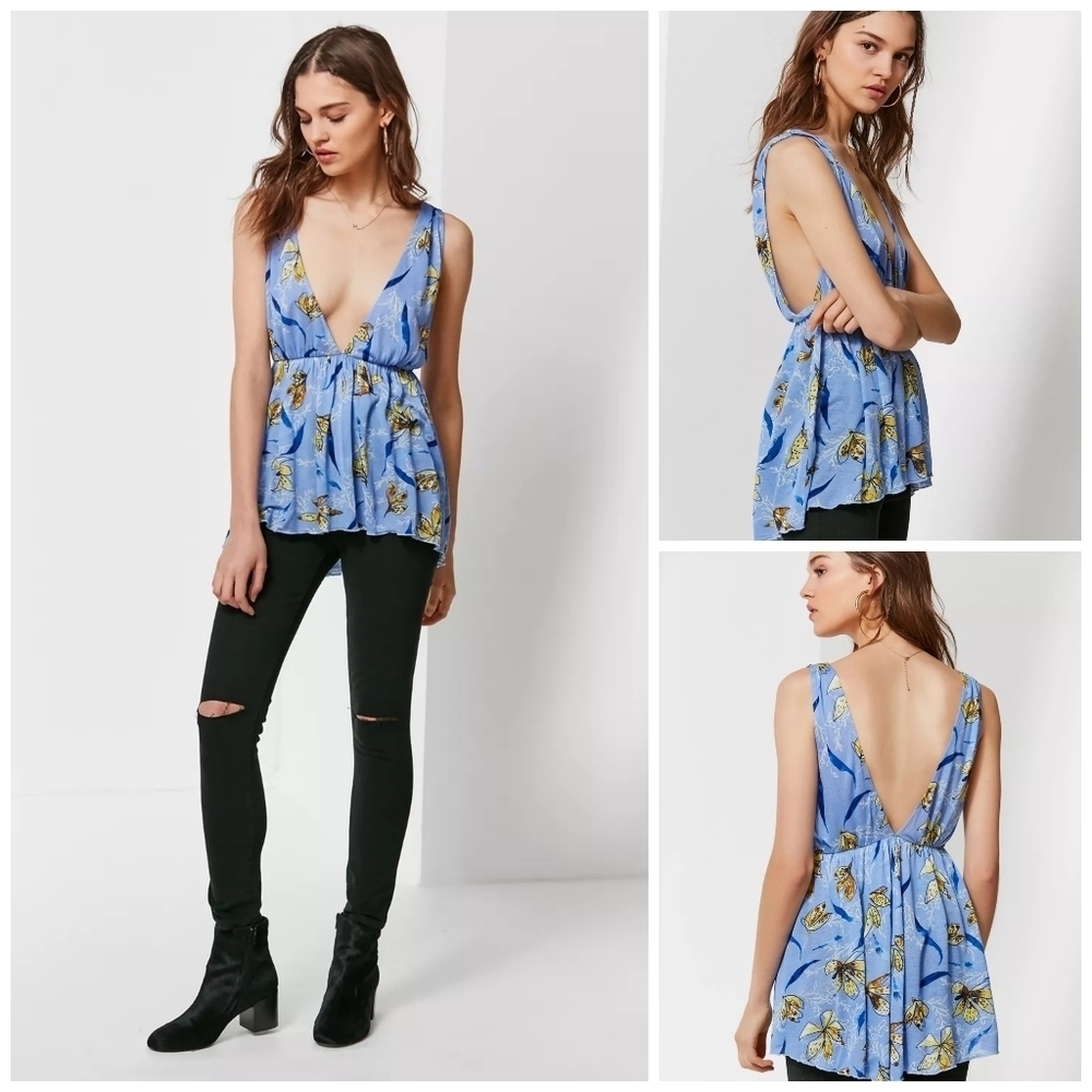 UO Isla Plunging Babydoll Top S